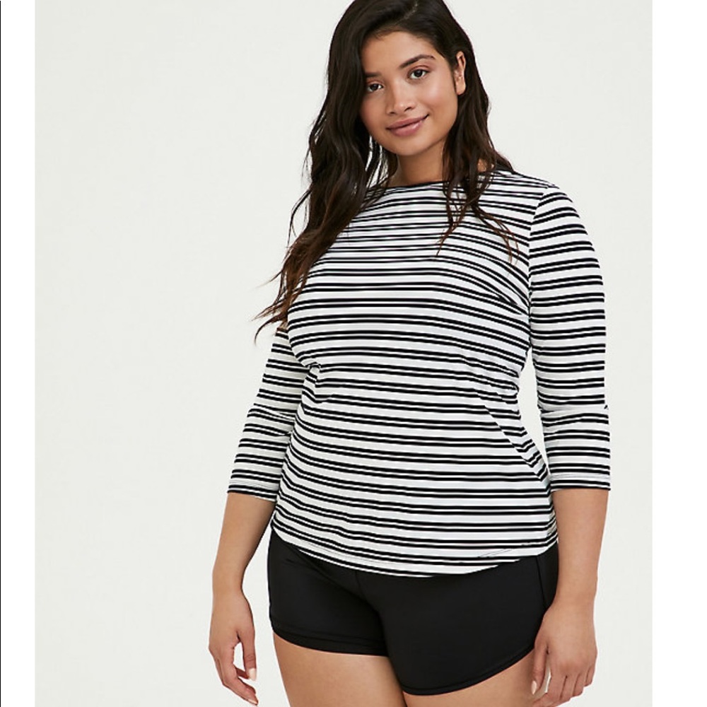 TORRID* black and white striped swim shirt